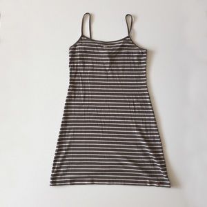 Vtg 90s Esprit Green & White Stripe Tank Dress L